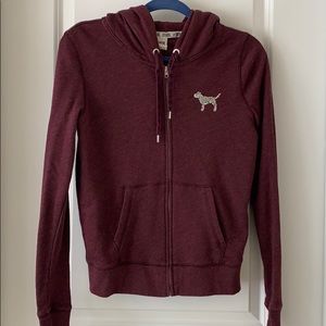 PINK VICTORIA’S SECRET BURGANDY ZIP-UP HOODIE